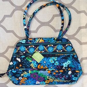 Floral Blue and Black Women's Bag
